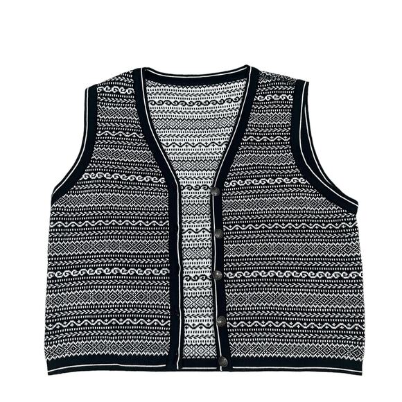 Vintage 80s Indie Western Sweater Vest - Picture 1 of 6